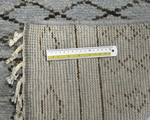 10 Feet Moroccan Gray Hand Woven Wool Runner Rug